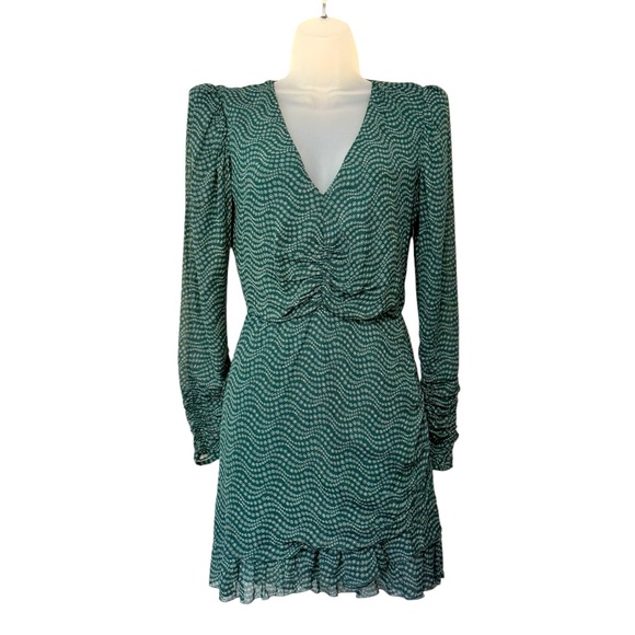 BA&SH | $395 Little Long Sleeve Mini Dress in Emerald Green, Size 1 (Small/US 4) - Picture 6 of 12